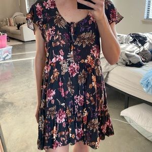 urban outfitters floral black and pink babydoll dress